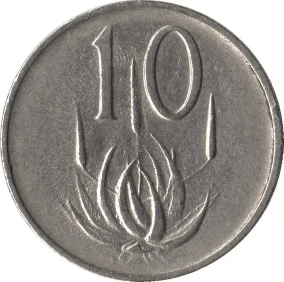 Aloe Aculeata Pole-Evans en moneda de 10 céntimos sudáfrica